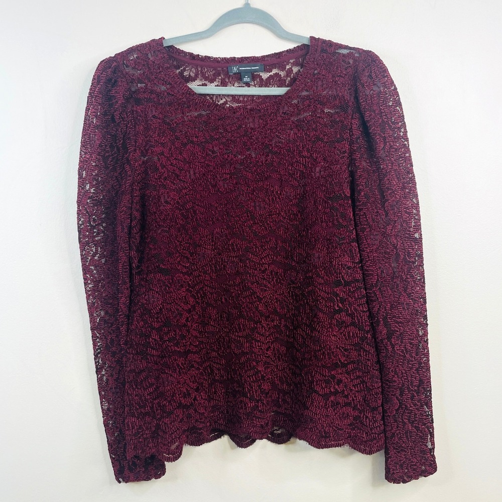 INC International Indie All Over Lace Top Womens Medium Chic Holiday Party Layer